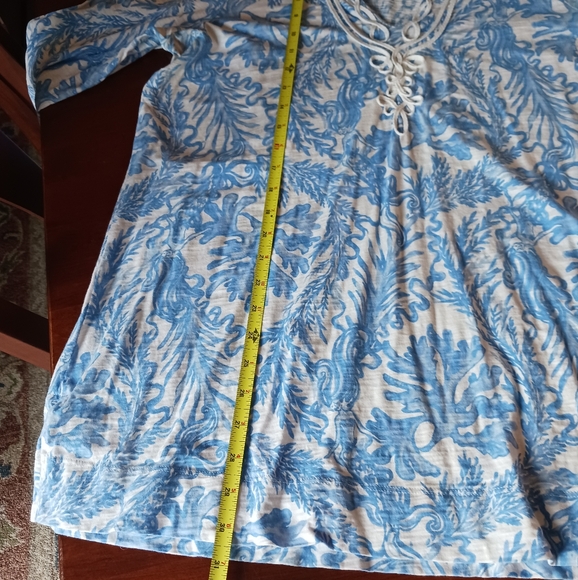 SOLD ELSEWHERE Lilly Pulitzer Blue and White 100% cotton knit Tunic XL mermaids! - Picture 7 of 10